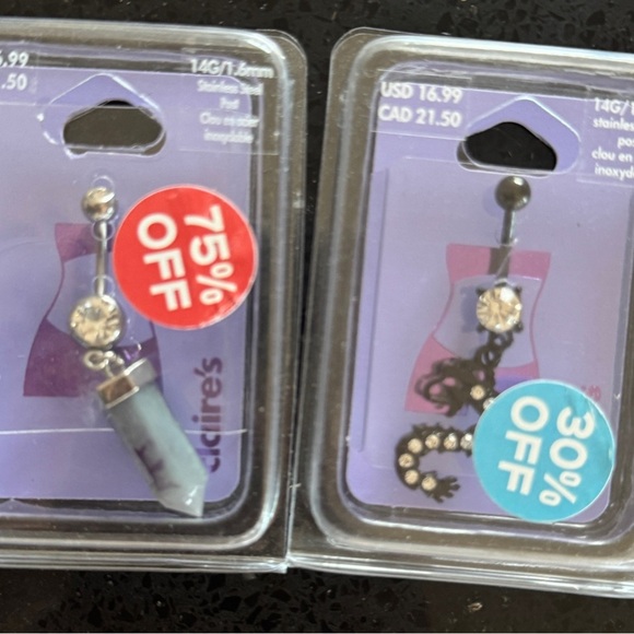 Claire's Black Dragon and Purple Crystal piercings,is only for use in belly - Picture 3 of 4